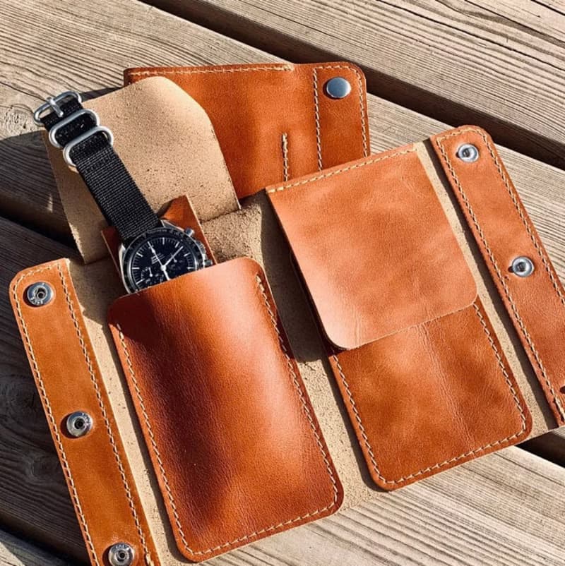 Leather Watch Roll for 2-4 watches, Leather watch pouch, watch case, watch box