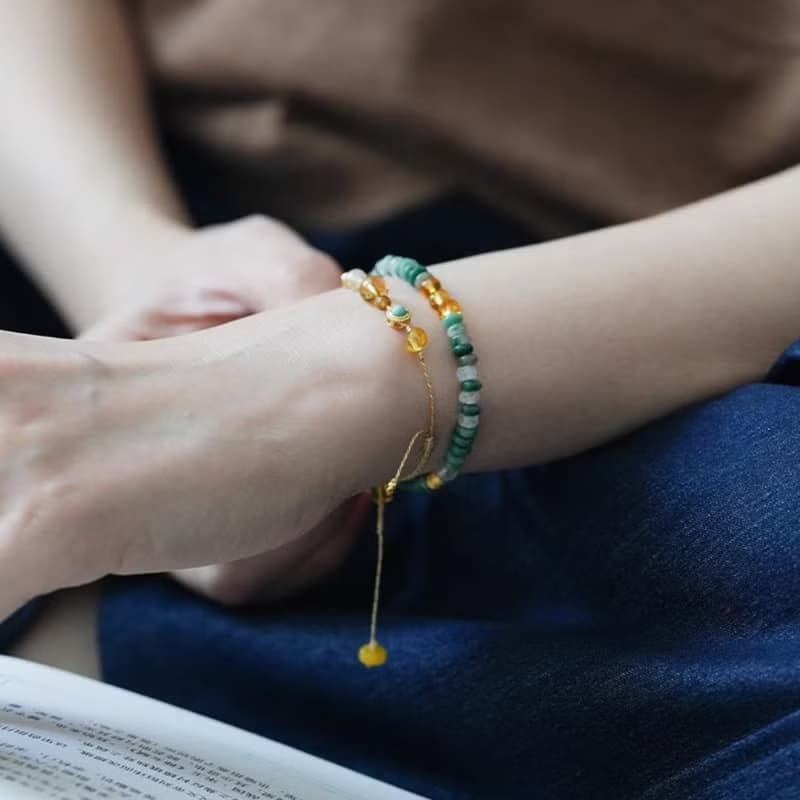 原創鹿眠森林天然非洲玉紅玉髓月光石串珠開運手鏈女黃水晶手串
