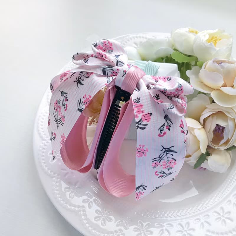 仙女夾香蕉夾相交夾髮夾-粉色花束