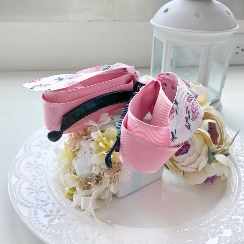 仙女夾香蕉夾相交夾髮夾-粉色花束