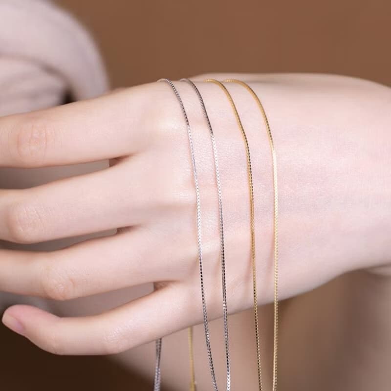 Classic Box Chains Necklaces for Women Ultra-thin 1 MM Chains Novel Adjustable
