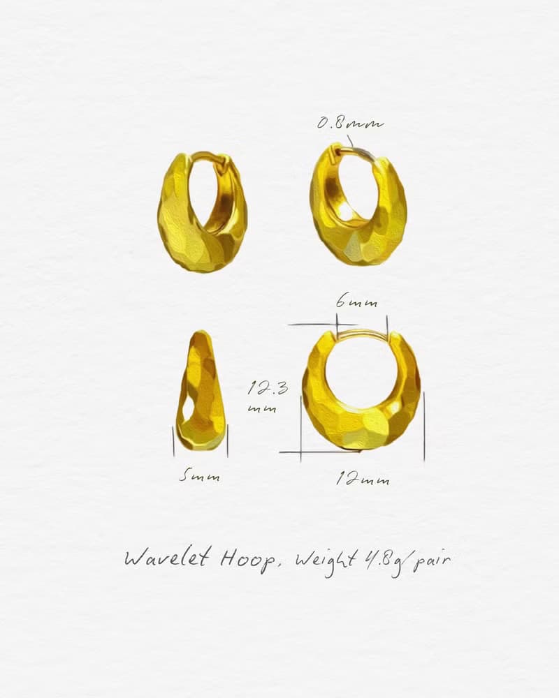 Wavelet  │ 波紋耳圈 輕珠寶 純銀耳環