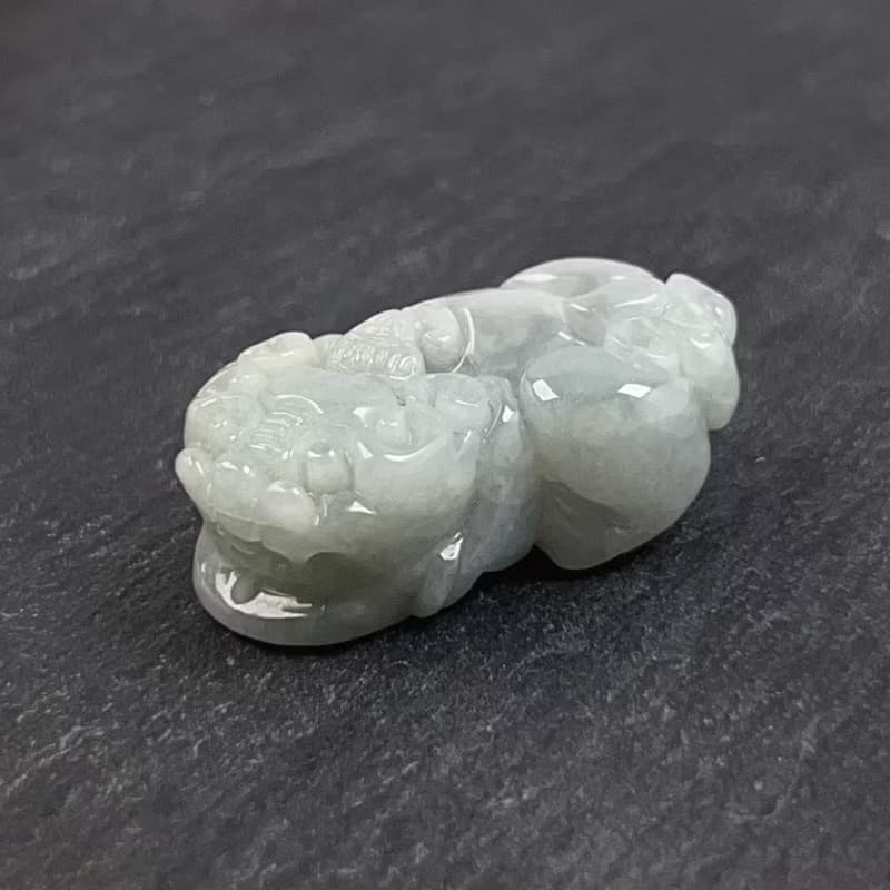 【招財神獸】白翡翡翠貔貅擺飾項鍊 | 天然緬甸玉翡翠A貨 | 送禮