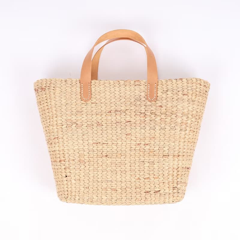 帆布袋 泰國手袋  皮革提手  夏季托特包  草編包  編織沙灘包