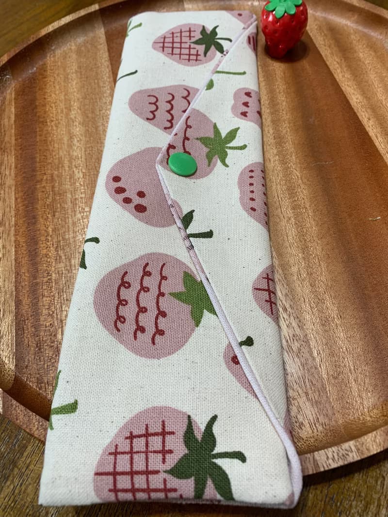 文青風環保純棉筷袋 草莓大福 原麻米 日本 潮物 收納 手作餐具袋