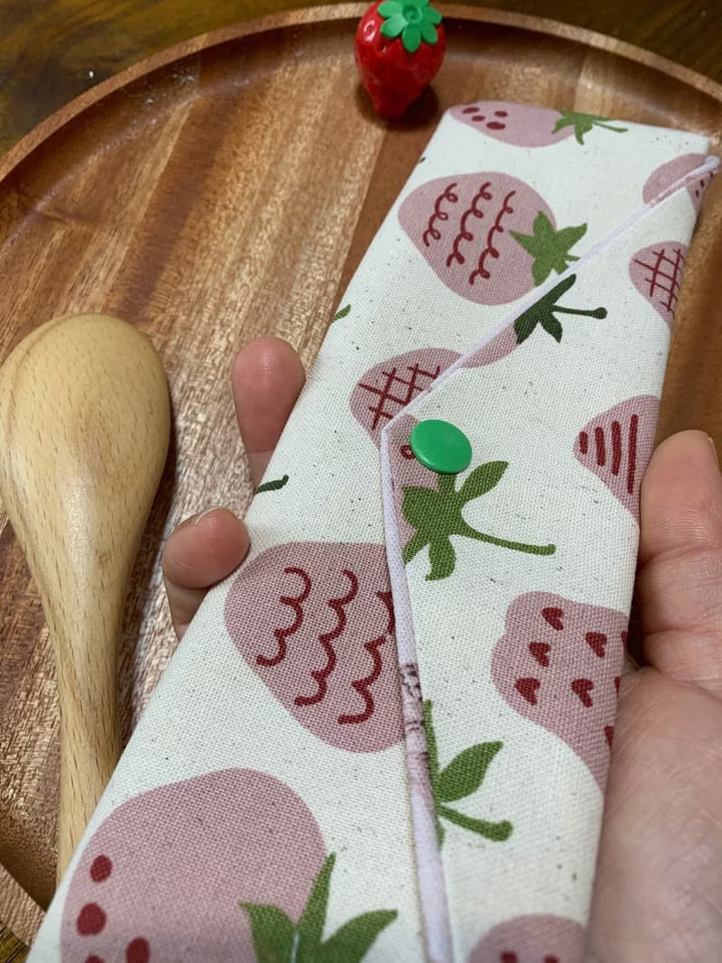 文青風環保純棉筷袋 草莓大福 原麻米 日本 潮物 收納 手作餐具袋