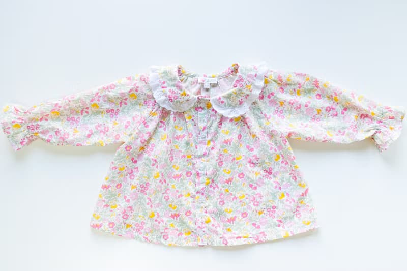 英國LIBERTY FABRICS女童Charlotte法式經典小圓領荷葉長袖襯衫