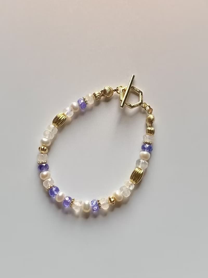 【巴黎系列之凡爾賽宮】 守護愛情手鍊 透體坦桑/藍月光/淡水珍珠