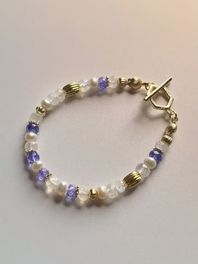 【巴黎系列之凡爾賽宮】 守護愛情手鍊 透體坦桑/藍月光/淡水珍珠