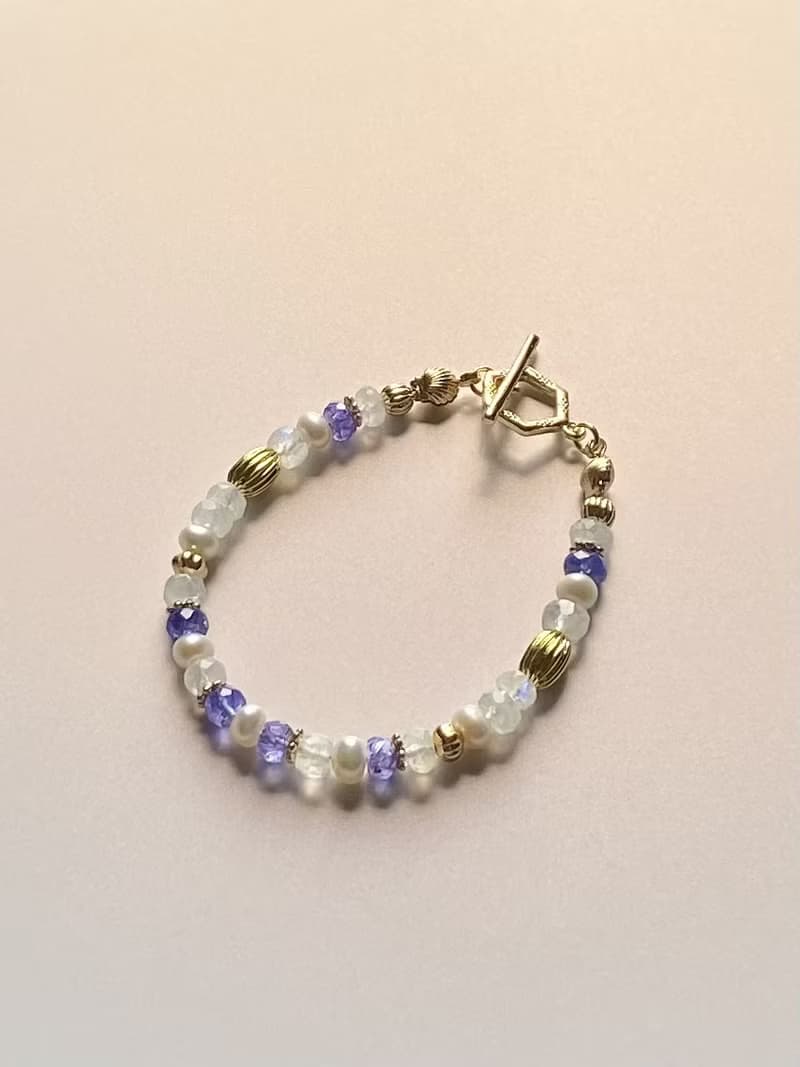 【巴黎系列之凡爾賽宮】 守護愛情手鍊 透體坦桑/藍月光/淡水珍珠