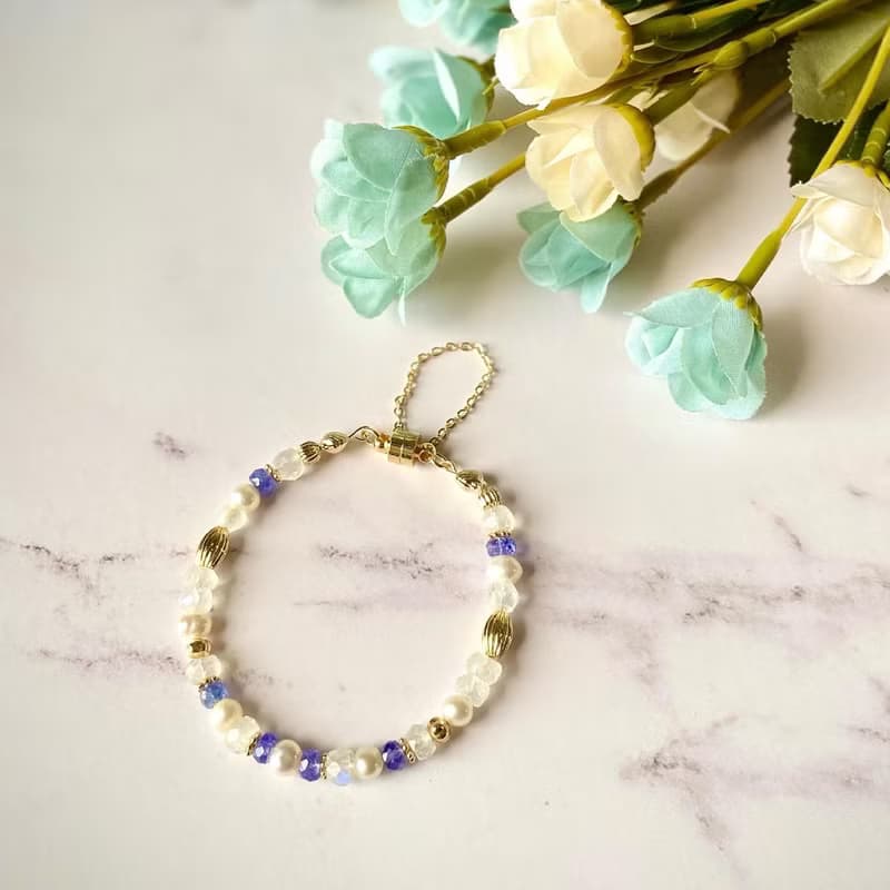 【巴黎系列之凡爾賽宮】 守護愛情手鍊 透體坦桑/藍月光/淡水珍珠