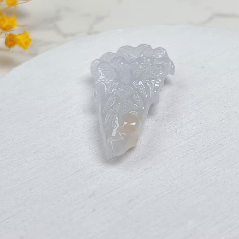冰種翡翠巧雕白菜 | 天然緬甸A貨翡翠 | 送禮