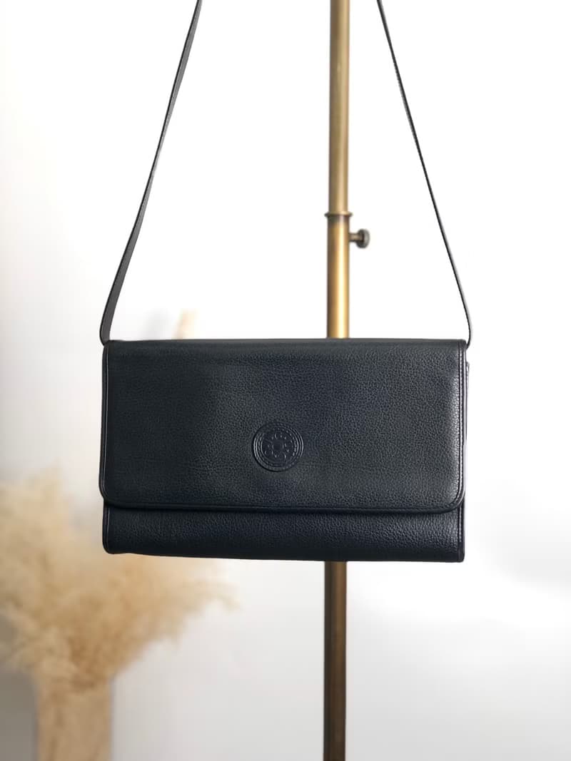 【 日本直送　名牌中古包 】GUCCI グッチ ショルダーバッグ ブラック ラウンドロゴ レザー 004.115.0289 vintage x5y2fj