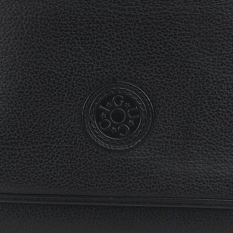 【 日本直送　名牌中古包 】GUCCI グッチ ショルダーバッグ ブラック ラウンドロゴ レザー 004.115.0289 vintage x5y2fj