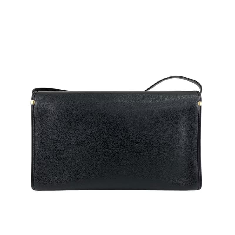 【 日本直送　名牌中古包 】GUCCI グッチ ショルダーバッグ ブラック ラウンドロゴ レザー 004.115.0289 vintage x5y2fj