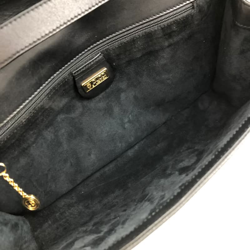 【 日本直送　名牌中古包 】GUCCI グッチ ショルダーバッグ ブラック ラウンドロゴ レザー 004.115.0289 vintage x5y2fj