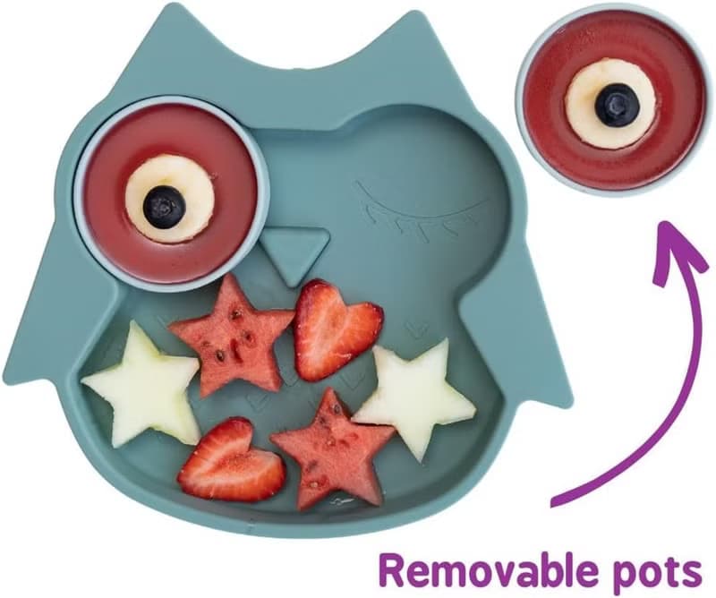 Tidy TOT 矽膠吸盤餐盤及零食盒 - 貓頭鷹