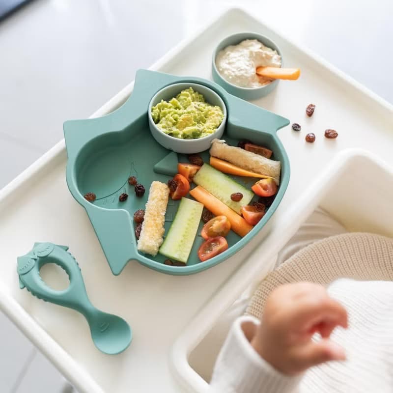 Tidy TOT 矽膠吸盤餐盤及零食盒 - 貓頭鷹