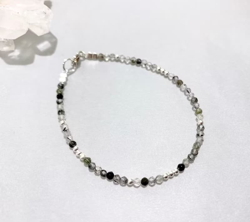 Ops Black Rutilated Quartz Silver-黑髮晶/幸運石/極細/中性