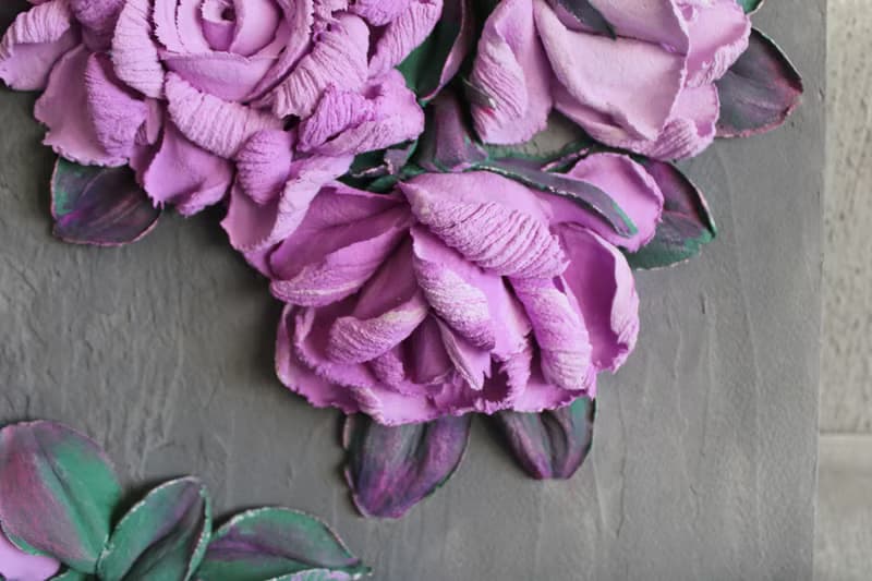 Roses, painting with flowers, wall decor, texture painting.