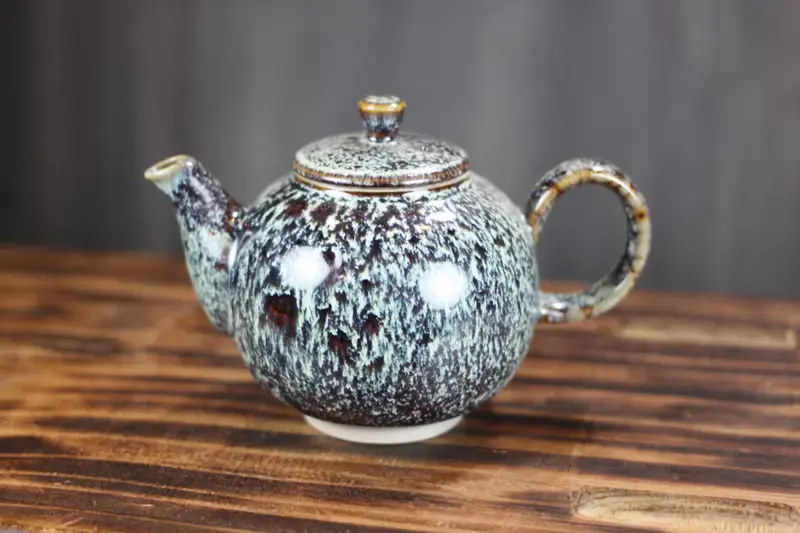【送禮好物】240ml 岩雪 天目釉 圓滿茶壺 鶯歌名家葉敏祥作品