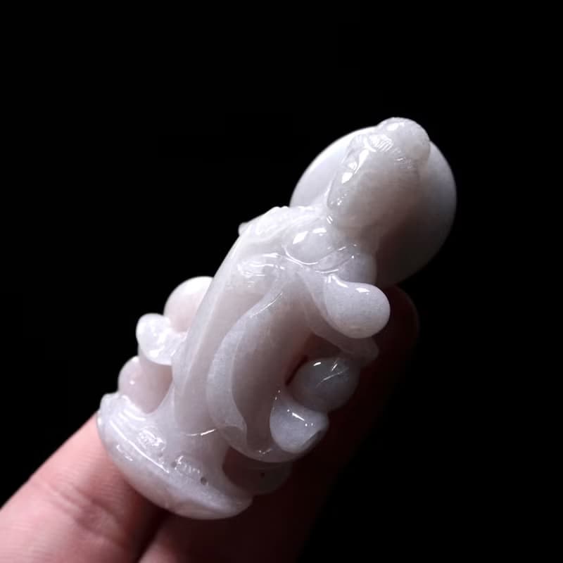 粉紫翡翠立體精雕觀音菩薩 | 天然緬甸玉翡翠A貨 | 送禮