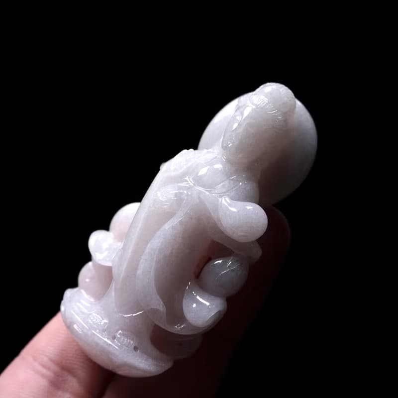 粉紫翡翠立體精雕觀音菩薩 | 天然緬甸玉翡翠A貨 | 送禮