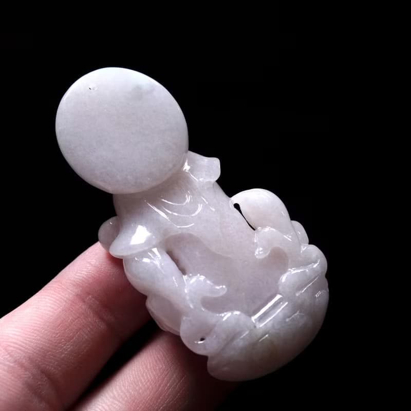粉紫翡翠立體精雕觀音菩薩 | 天然緬甸玉翡翠A貨 | 送禮