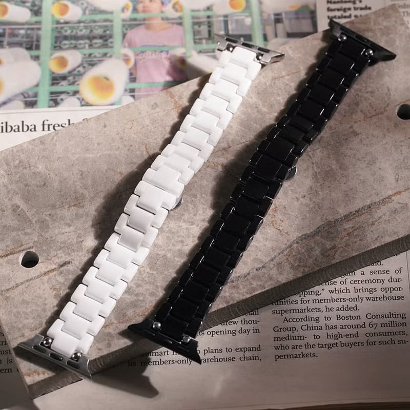 Apple watch - 質感雙珠陶瓷拼接 蘋果錶帶 錶帶