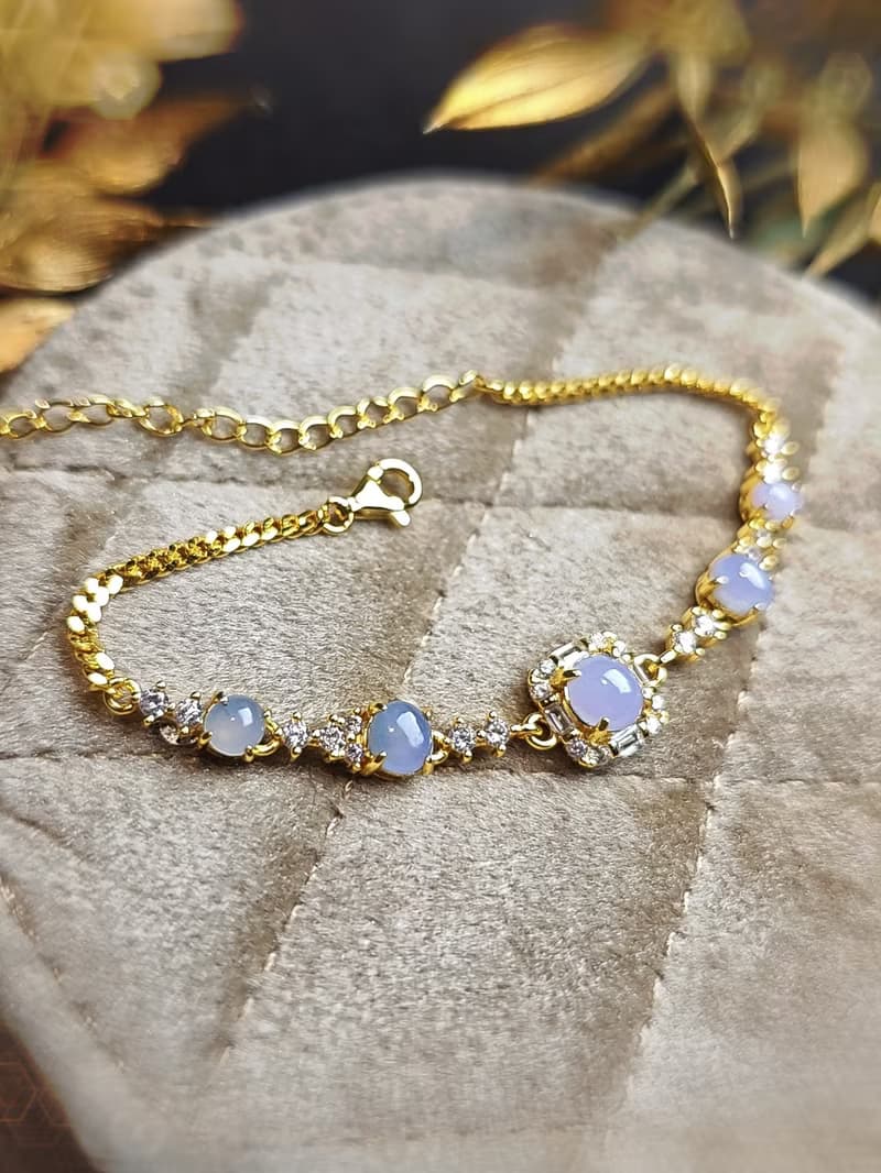 貴人•桃花•高貴|夢幻冰濃紫|緬甸A貨翡翠純銀日系多顆手鏈