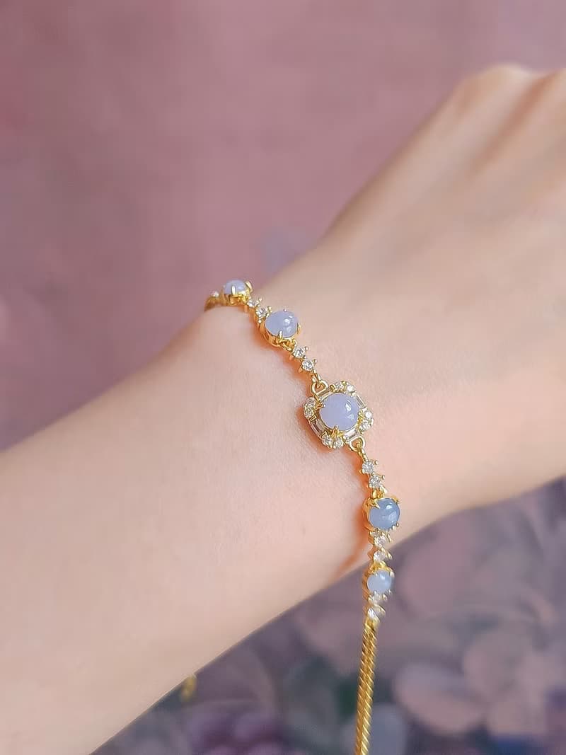 貴人•桃花•高貴|夢幻冰濃紫|緬甸A貨翡翠純銀日系多顆手鏈