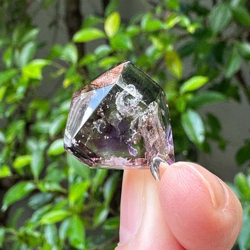 一圖一物//紫黑毒液超級七水晶吊墜連925銀頸鍊 髮絲雲母礦物明顯