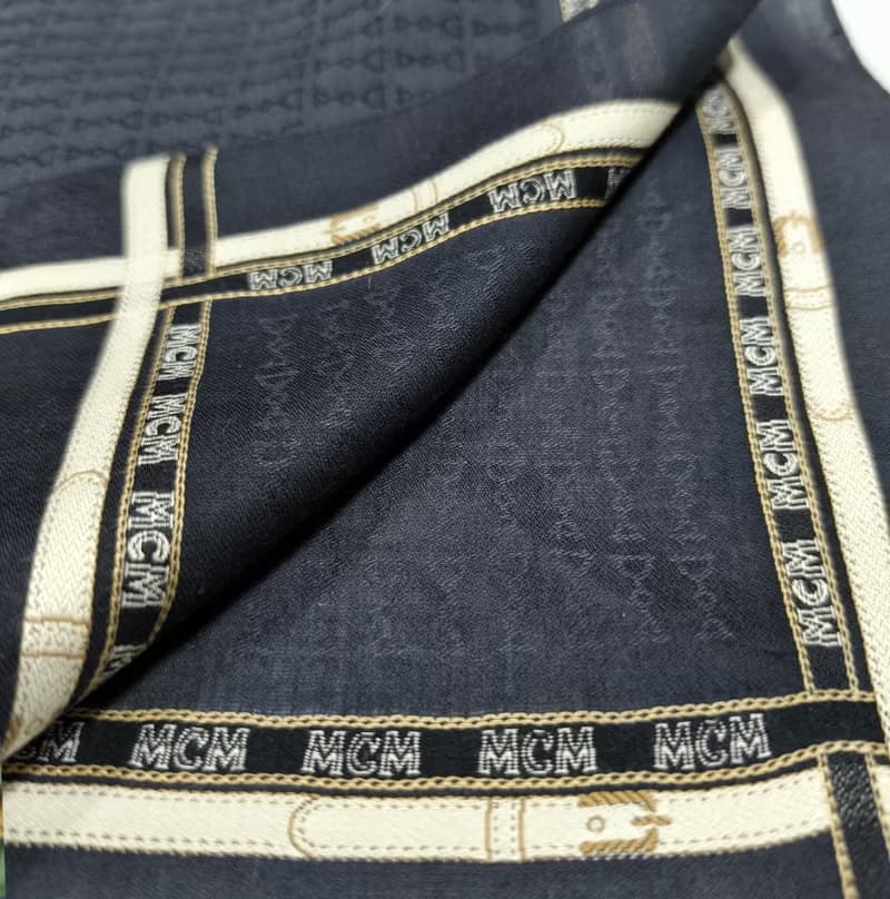 MCM Vintage Handkerchief Pocket Square Black Brown Gift for Him 19 x 18 inches