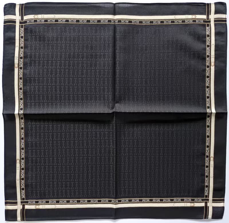 MCM Vintage Handkerchief Pocket Square Black Brown Gift for Him 19 x 18 inches
