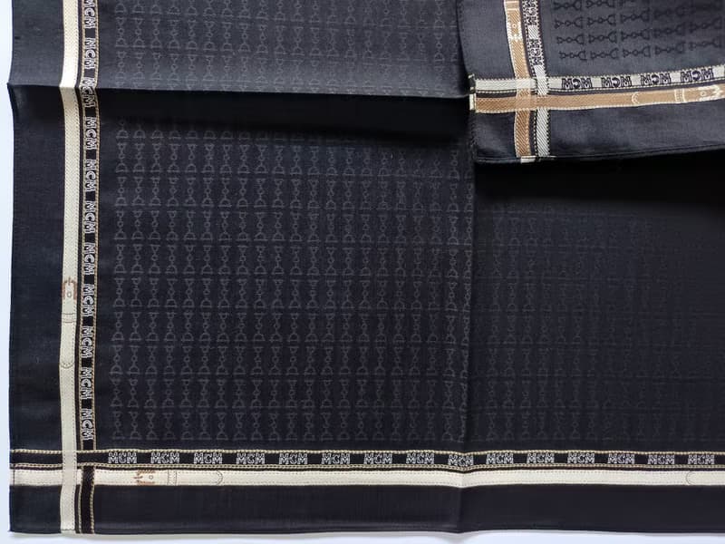 MCM Vintage Handkerchief Pocket Square Black Brown Gift for Him 19 x 18 inches