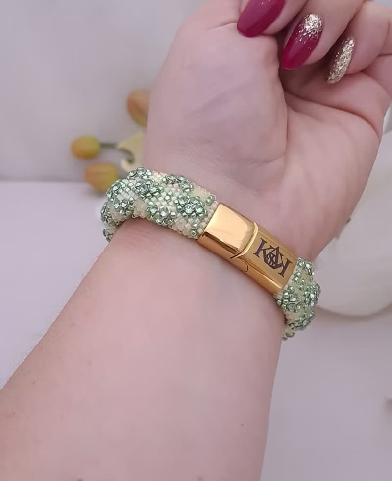 Crystal Bracelet For Women Yellow Bangle Indian Style Green Cuff Bracelet