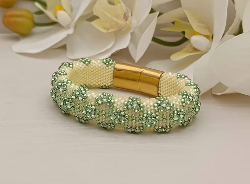 Crystal Bracelet For Women Yellow Bangle Indian Style Green Cuff Bracelet