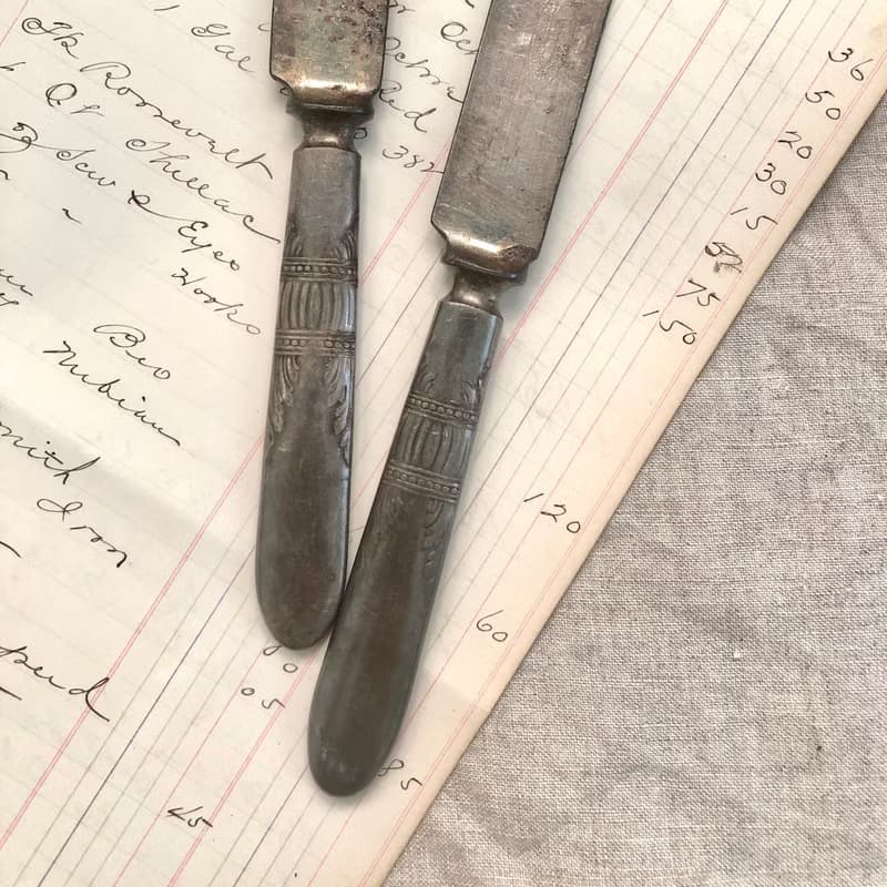 Vintage 美國早期鍍銀奶油刀2支組 擺設/拍攝用