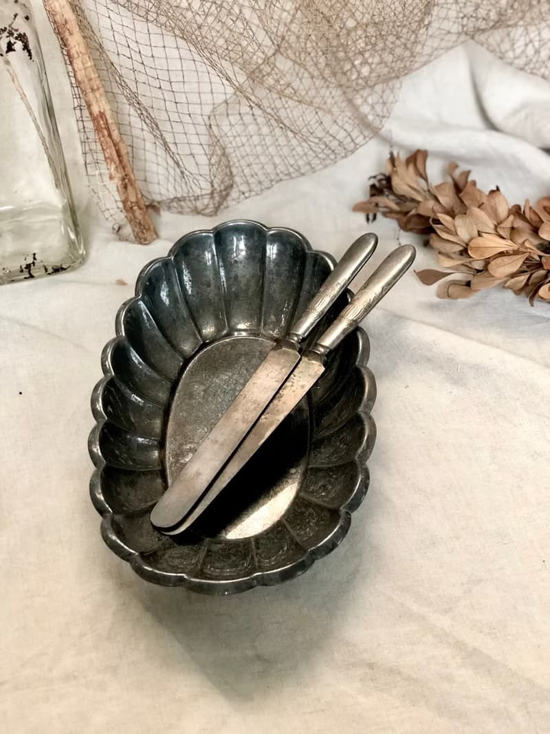 Vintage 美國早期鍍銀奶油刀2支組 擺設/拍攝用