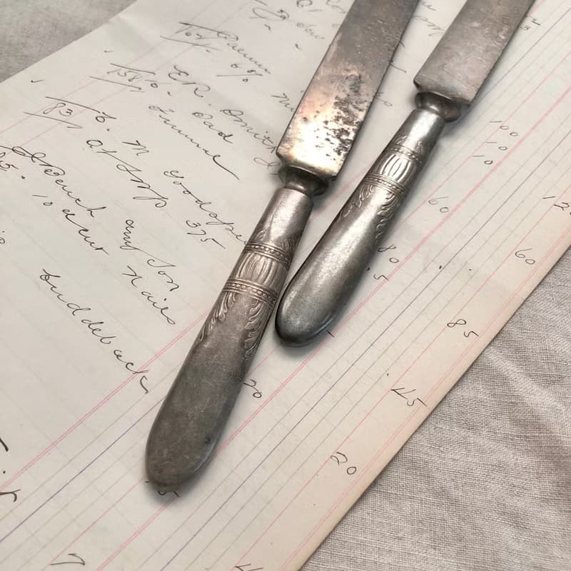 Vintage 美國早期鍍銀奶油刀2支組 擺設/拍攝用