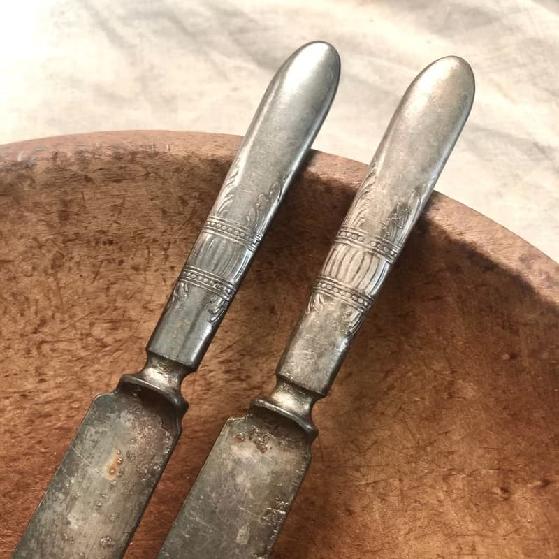 Vintage 美國早期鍍銀奶油刀2支組 擺設/拍攝用