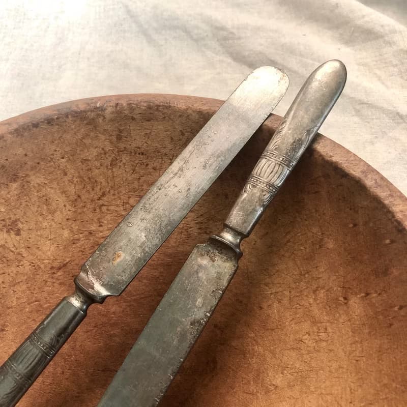 Vintage 美國早期鍍銀奶油刀2支組 擺設/拍攝用