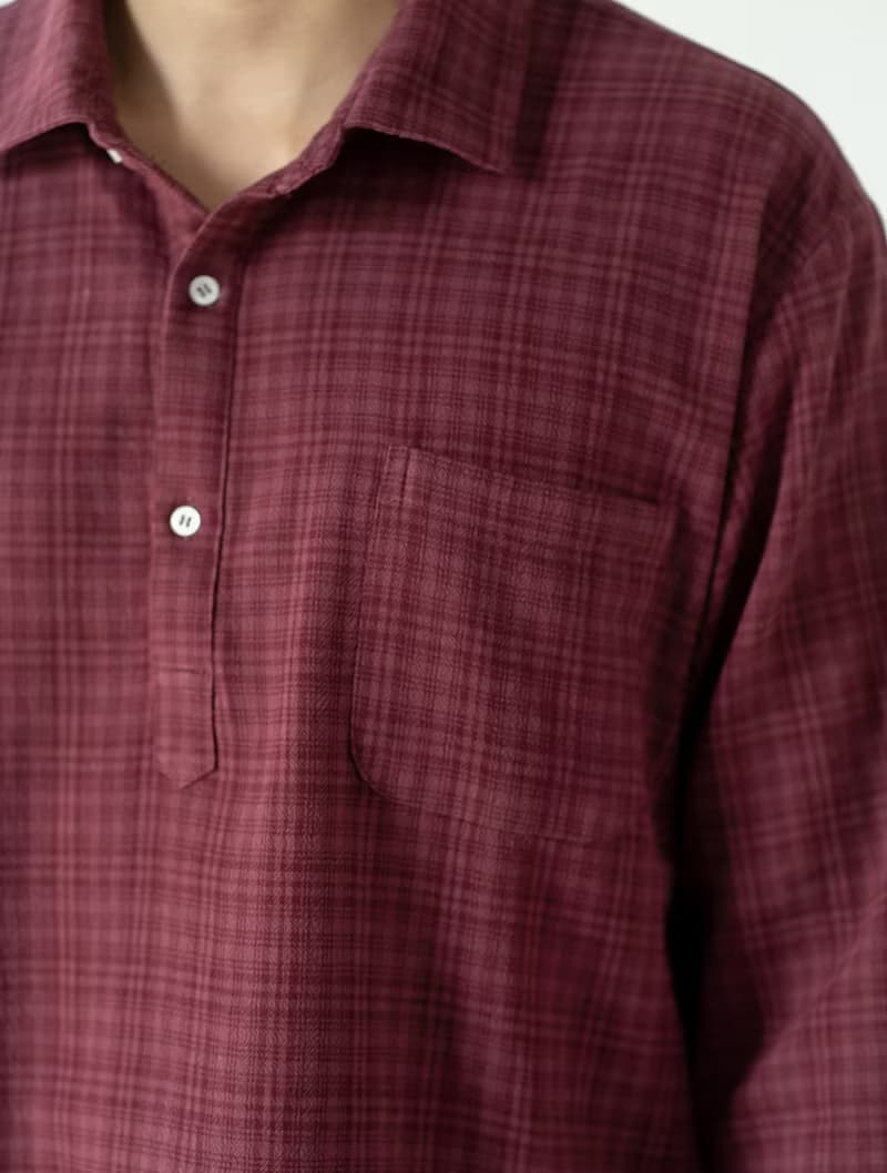 Blue & J Natural Cotton White Buttons Shirt - Dark Red