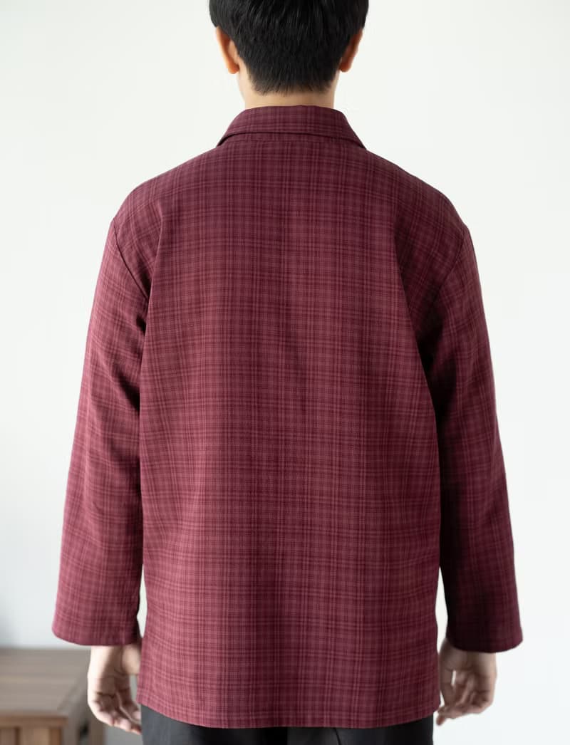 Blue & J Natural Cotton White Buttons Shirt - Dark Red