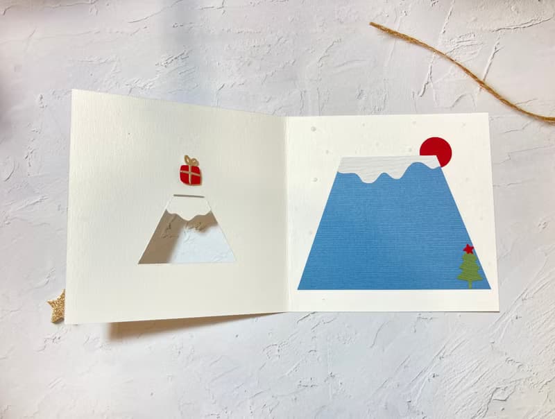 【 手作卡片】戴聖誕帽的富士山/羊毛氈磁鐵