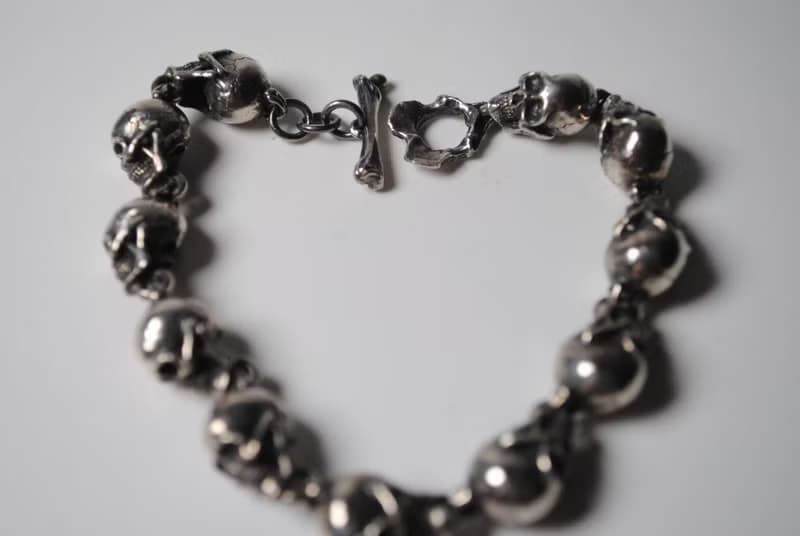 元堡製銀/手作銀飾/脊骨系列/手鍊/中骷髏手鍊/十一顆骷髏