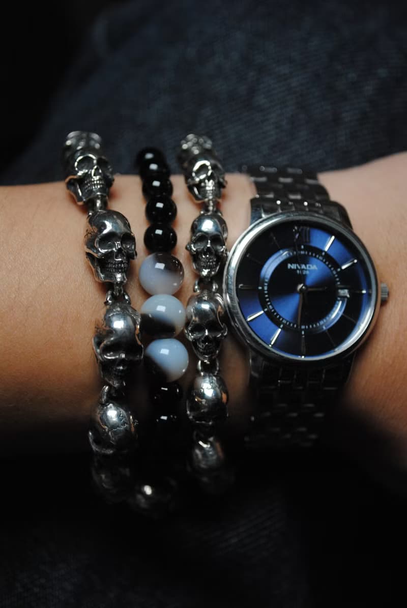 元堡製銀/手作銀飾/脊骨系列/手鍊/中骷髏手鍊/十一顆骷髏