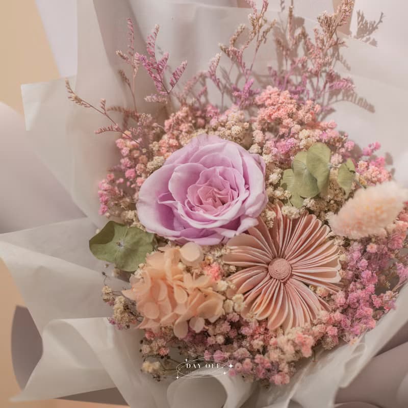 DAY OFF 紫色系永生花束 平價款花束 擴香花束 乾燥花 永生玫瑰花
