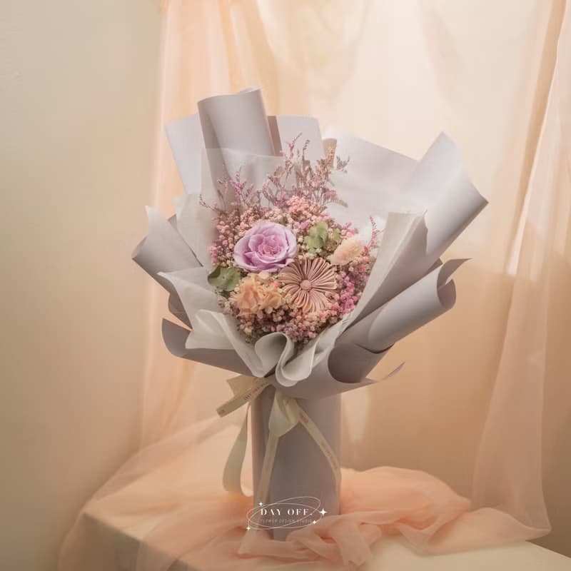 DAY OFF 紫色系永生花束 平價款花束 擴香花束 乾燥花 永生玫瑰花
