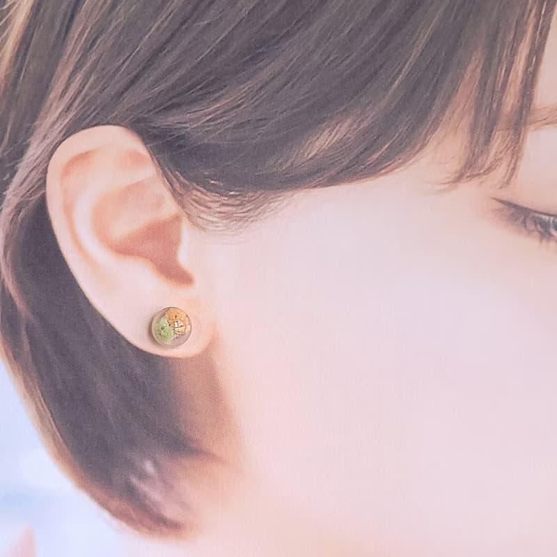 雙色滿天星乾燥花圓珠小耳環/耳夾 抗過敏醫療鋼